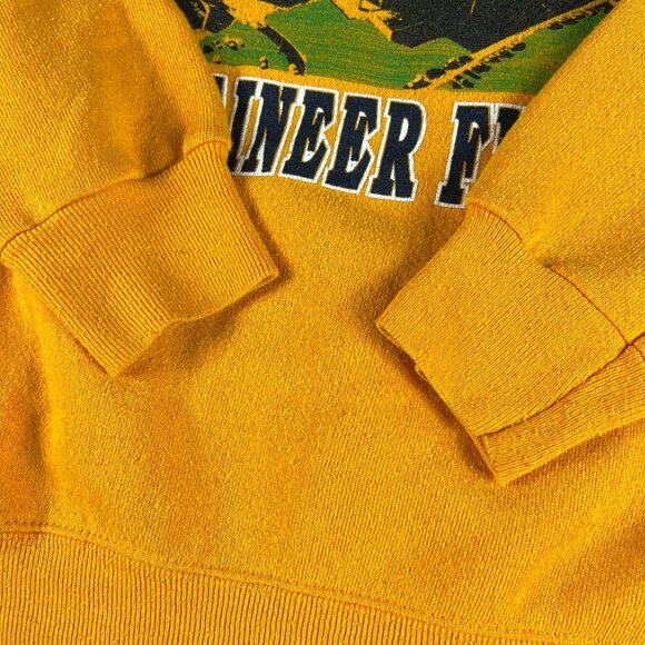 VTG 80s West Virginia Mountaineers Field Sweatshirt Medium Yellow Faded Crewneck - Picture 3 of 13